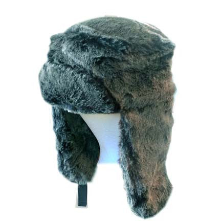 Youth/Adult Black/Grey Faux Fur Trapper Hat