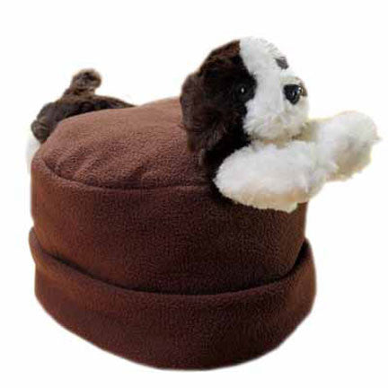 Puppy on Brown Fleece Buddy Hat