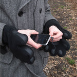 adult black fleece mittens