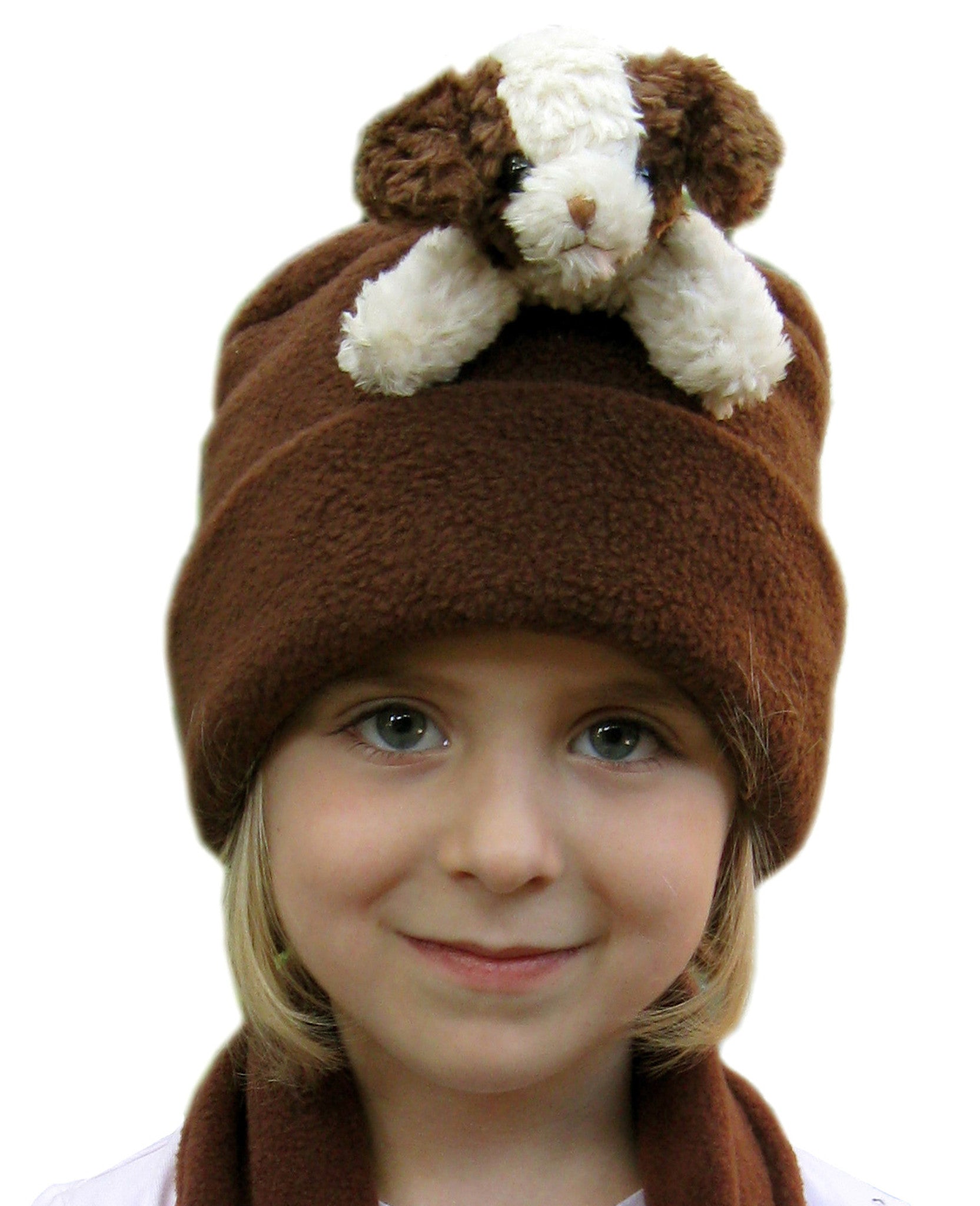 Brown & Cream Dog on Brown Fleece Buddy Hat