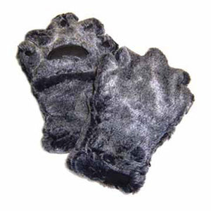 adult black/grey faux fur mittens