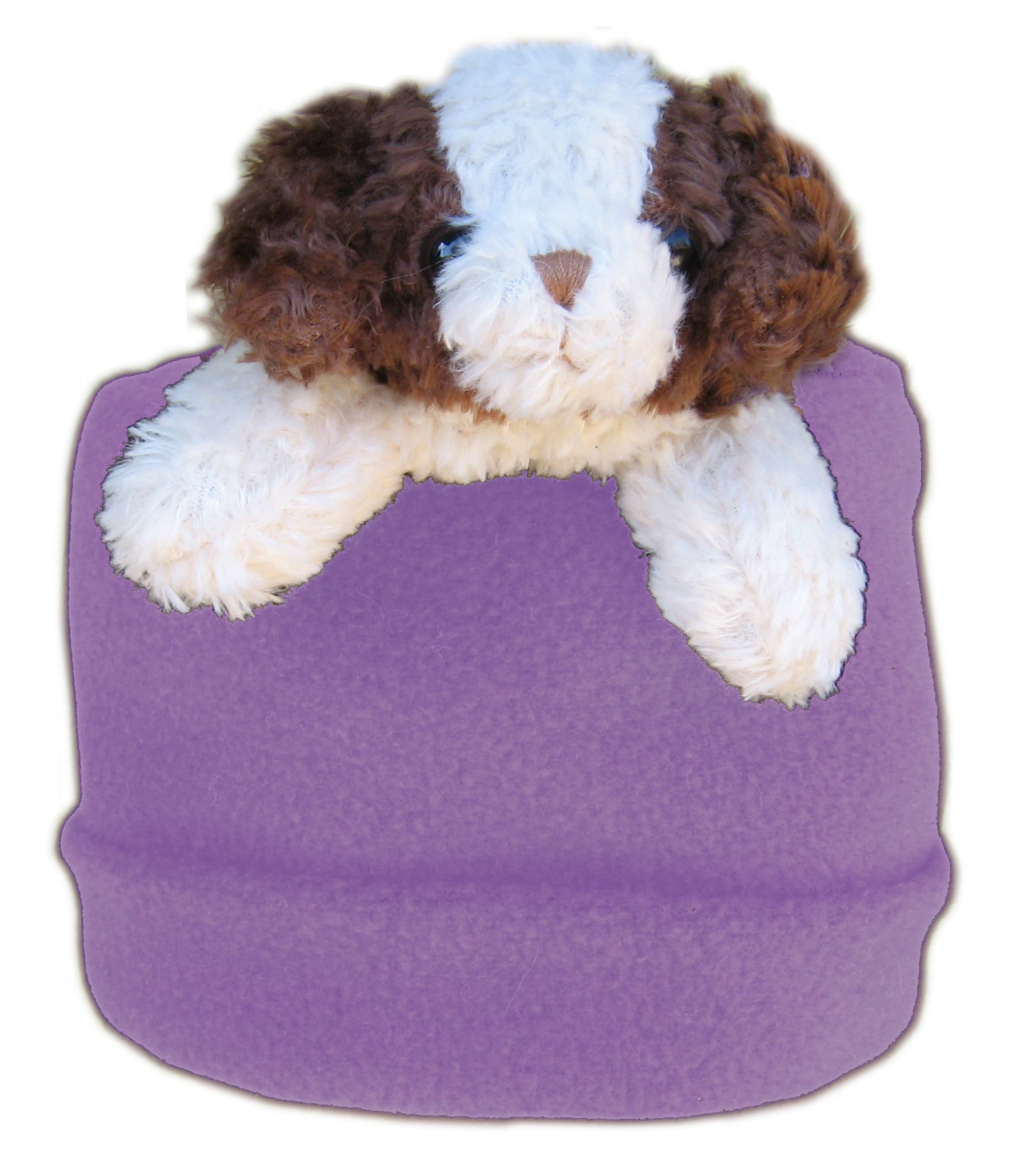 Brown & Cream Dog on Purple Fleece Buddy Hat