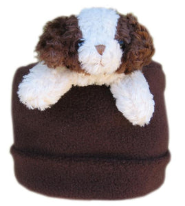 Brown & Cream Dog on Brown Fleece Buddy Hat