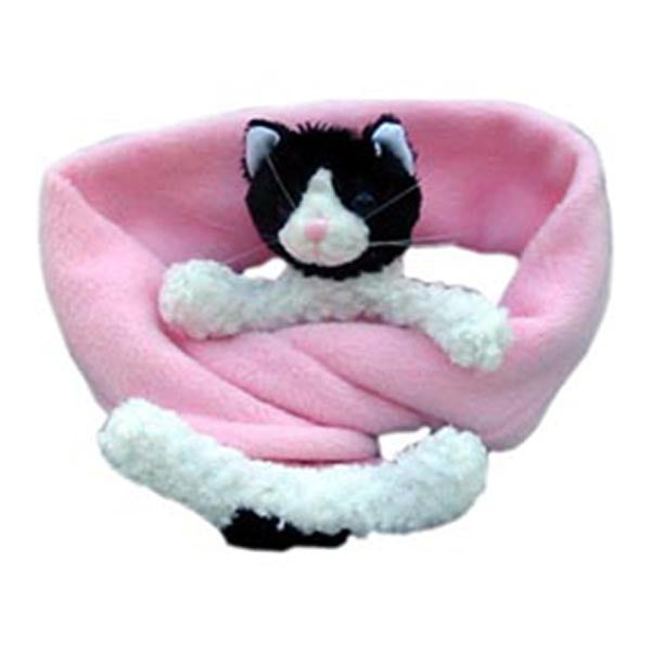 Black & White Cat on Pink Fleece Buddy Scarf