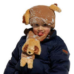 Floppy Ear Dog on Camel Fleece Buddy Hat & Scarf