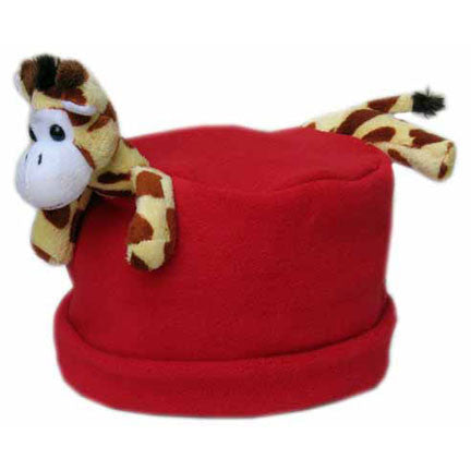 Giraffe on Red Fleece Buddy Hat
