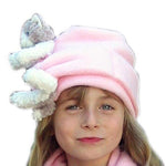 Grey & White Cat on Pink Fleece Tied Style Buddy Hat