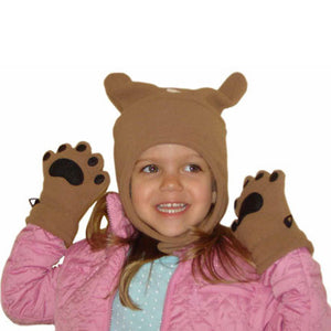 Infant & Toddler Camel Fleece Chinstrap Hat & Mittens