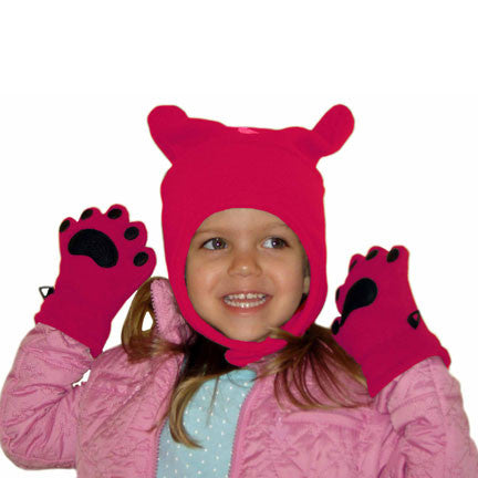 Infant & Toddler Fuchsia Fleece Chinstrap Hat & Mittens