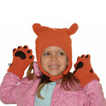Infant & Toddler Orange Fleece Chinstrap Hat & Mittens