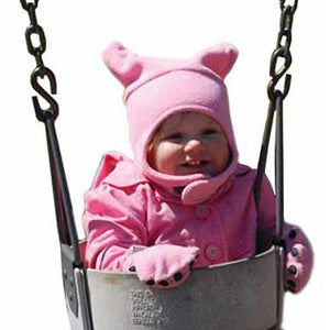 Infant & Toddler Pink Fleece Chinstrap Hat & Mittens