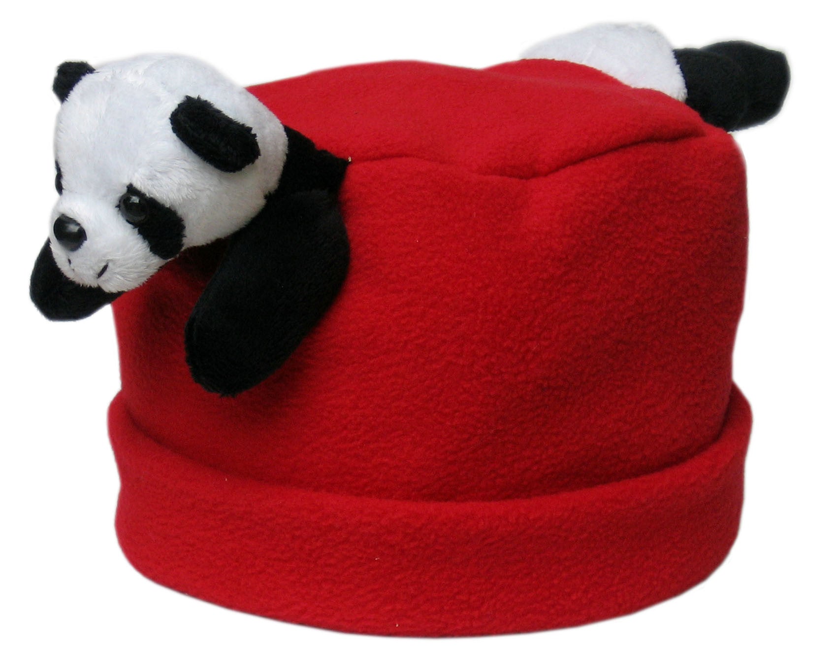 Panda on Red Fleece Buddy Hat