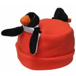Penguin on Orange Fleece Buddy Hat
