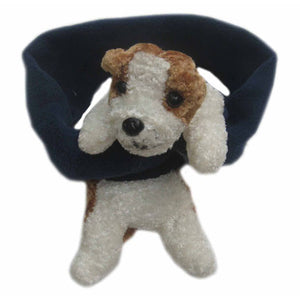 Tan & White Dog on Navy Fleece Buddy Scarf